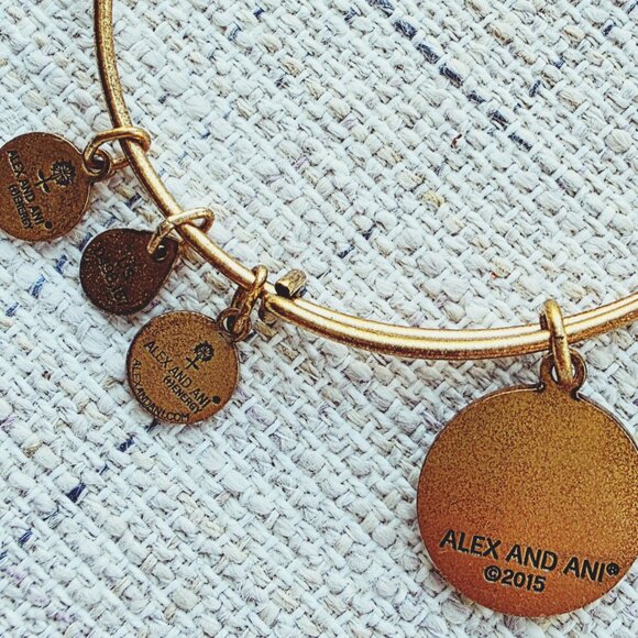 Alex and Ani Gold Saint Christopher Charm Bangle Bracelet Adjustable, Retired - Picture 4 of 4